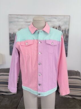 dELiA*s Pastel Colorblock Denim Jacket in Pink, Lavender & Mint